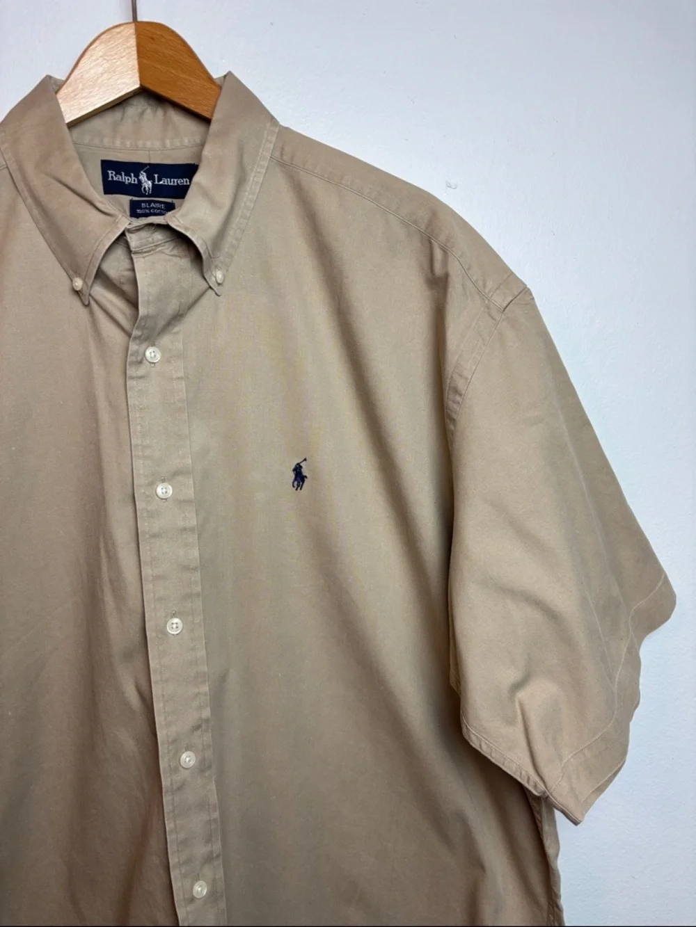 VTG 90s Polo Ralph Lauren‎ Men’s Blaire Shirt Tan Short Sleeve Button Down